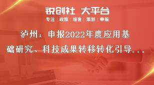 瀘州：申報2022年度應用基礎研究、科技成果轉移轉化引導計劃項目匯總表獎補政策