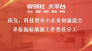 南充：科技型中小企業創新能力評價指標填報工作責任分工獎補政策