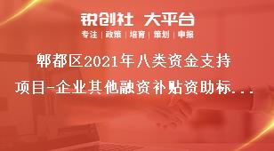 郫都區2021年八類資金支持項目-企業其他融資補貼資助標準獎補政策