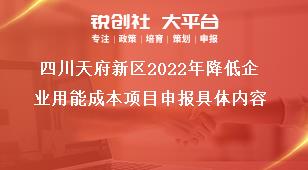 四川天府新區2022年降低企業用能成本項目申報具體內容獎補政策